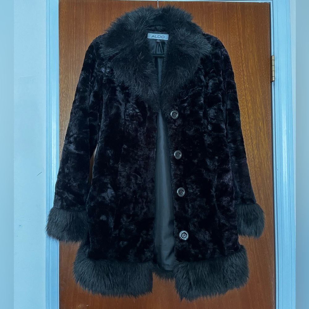 ALDO vintage black faux fur coat